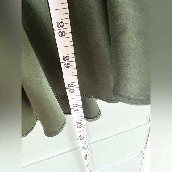 MAJORELLE revolve Etta Mini Dress Autumn Green Satin wedding puff sleeve fall - Picture 11 of 12